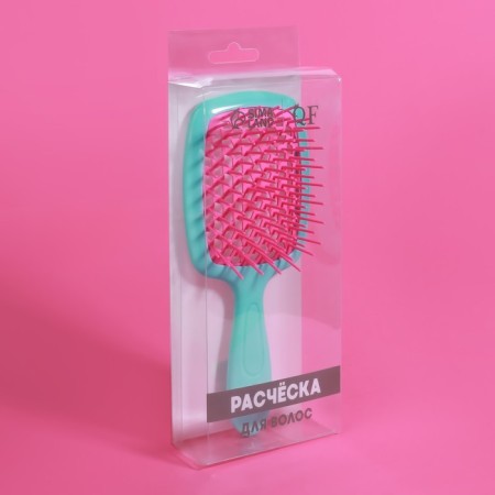 The comb is massage, wide, ventilated, 8.5 × 20.5 cm, PVC box, turquoise/pink color-11