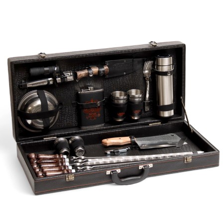 Set with skewers Gift "buffalo" No. 30, in the case from eco-leather
