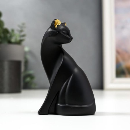 Polystone souvenir "Black cat with golden ears" 12.7x7.7x4.3 cm