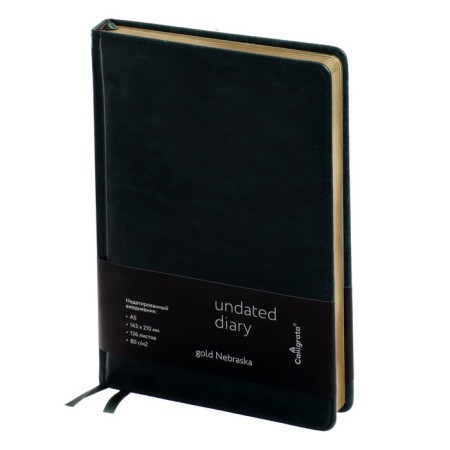 Delivery of a low -end A5, 136 sheets in a ruler, leatherette "Nebraska", gold cut, green-1