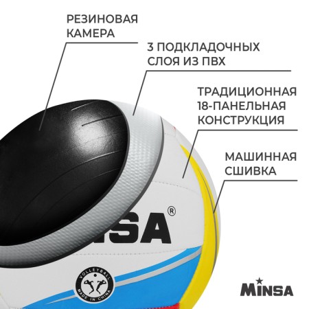 Volleyball Minsa, PVC, machine stitching, 18 panels, p. 5-2