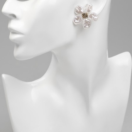 Earrings with pearls "exclus" flower hope, color gold-3