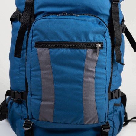 Tourist backpack, TAIF, 90 liters, cord department, outer pocket, 2 side nets, blue/gray color-5
