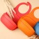 Blooper for feeding plastic with pocket coneiner, pink color