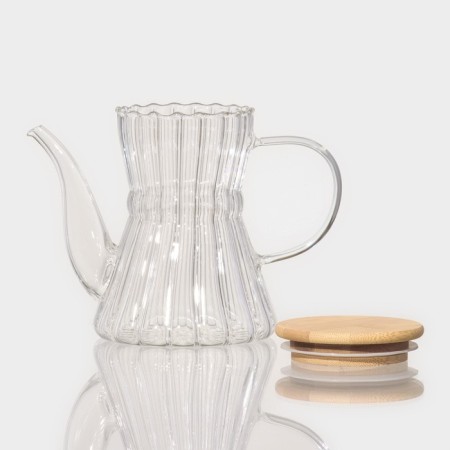 Glass teapot with a bamboo lid "Eco. East ", 600 ml, 18 × 11.5 × 14 cm, without sieve-2