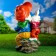 Garden figure "Dwarf with a hare" 28x49cm