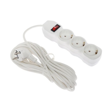 Extension cord Luazon Lighting Eco, 3 sockets, 7 m, 10 A, 2200 W, PVS 3x0.75 mm2, s/c, with dig-1