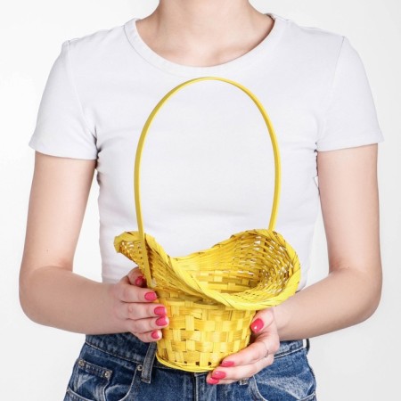 Wicker basket, bamboo, yellow, with a bend, (hat)