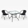 Set of garden furniture: square table and 2 black chairs