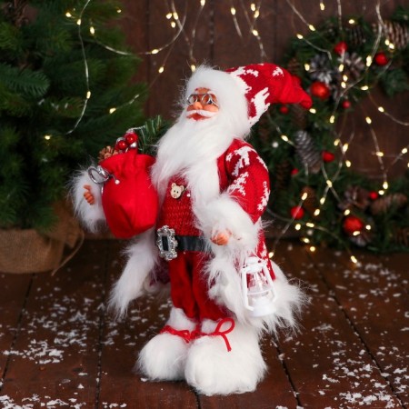 Santa Claus "with boxes gift and flashlight" 31 cm, red-3