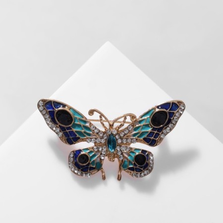 Brooch "Butterfly" Peacock Eye, the color of blue-turquoise in gold-1