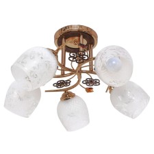 Economic light chandelier 1021425YX/5 5XE27, 40W gold/brown/white 52x52x26 cm
