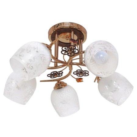 Economic light chandelier 1021425YX/5 5XE27, 40W gold/brown/white 52x52x26 cm