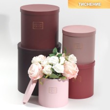 A set of round boxes 5 in 1, gift packaging, Panton 06, 15 x 15 x 15 - 23 x 23 25 cm