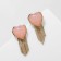 Earrings Assorted "Heart" with chains, pink color in gold
