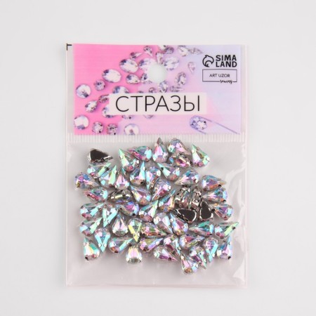 Rhinestones are sewing "drop", in a frame, with holography, 6 × 10 mm, 50 pcs-4