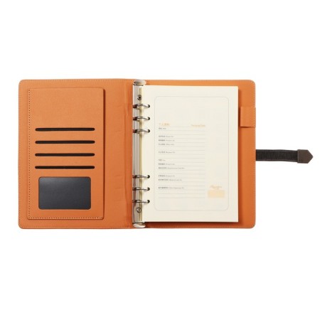 Organizer on the rings, A5 format, 90 sheets, line, with a knife, cover of the leather mix-5