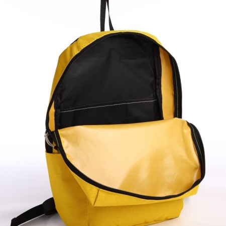 Youth backpack on a zipper, waterproof, 3 outer pockets, yellow color-5