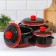 Set of pan "Carmen", 3 subjects: 2 l, 4 l, 5.5 l, induction, black and red color