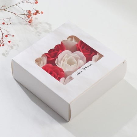 Lapal petals "Red and white roses" set 9 pcs 4.5x12.6x12.6 cm
