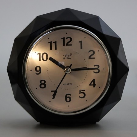 Watch table alarm clock, silent, 2 melodies, dial d-13 cm-2