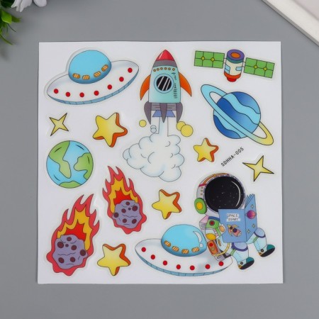 Stick Plastic Interior phosphorus "Cosmonauts" MIX 20x20 cm-3