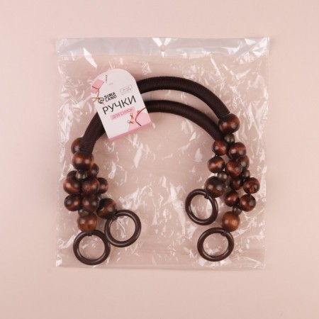 Handles for a bag, 2 pcs, waxed cord/tree, 46.5 × 4 cm, brown color-7