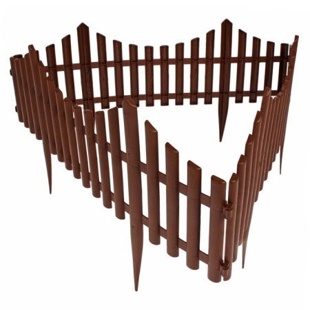 Decorative fence, 30 × 300 cm, 5 sections, plastic, brown, Greengo-8