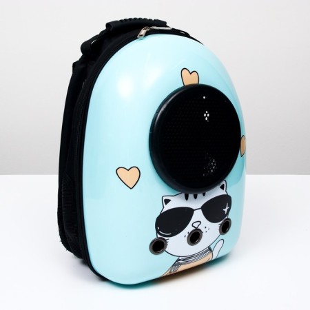 Backpack for carrying animals "Glamorr", with a viewing window, 32 x 25 x 42 cm, blue-9