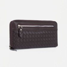 Male purse with lightning, department for bills, for cards, for coins, brown color