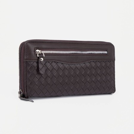 Male purse with lightning, department for bills, for cards, for coins, brown color