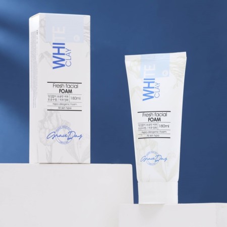 Washing foam "Grace Day", with white clay, 180 ml