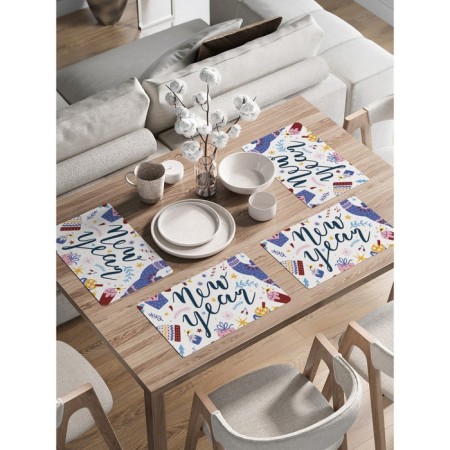 A set of napkins for setting the table "Happy New Year", rectangular, rounded edges, size 30x46 cm, 4 pcs