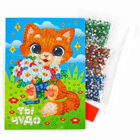 Diamond mosaic for children with partial filling on the postcard "You are a miracle"-2