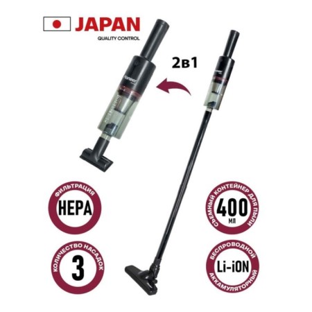Pioneer VC454S vacuum cleaner, vertical, cyclone, 20W, 400 ml, black color-1