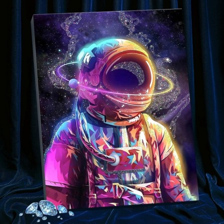 Picture on numbers with crystal crystals, 40 × 50 cm "Cosmonaut Art" 23 colors