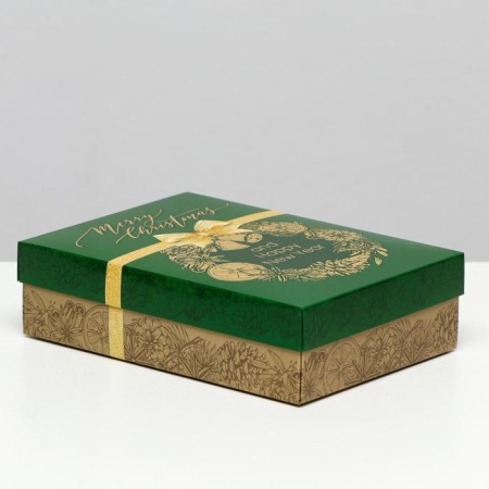 Gift box "Merry Christmas", green, 21 x 15 x 5.7 cm-1