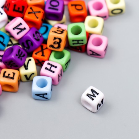 A set of colored beads with Russian letters "Astra" 6 mm, 150 pcs/pack-1