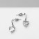 Earrings with rhinestones "Magic" hearts, white color in silver
