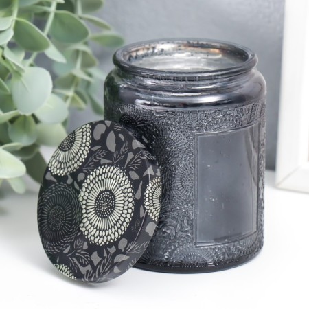 Bank for candles glass with a “flower” lid, cylinder, galvanic 9x7x7 cm-2