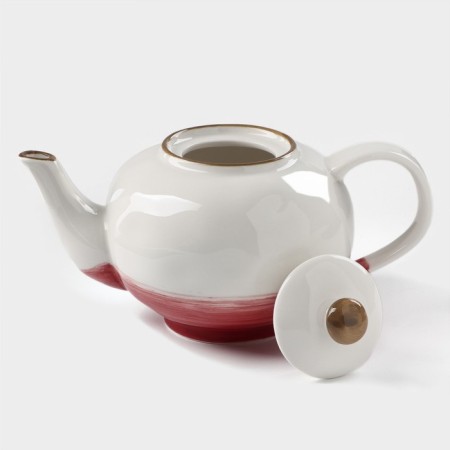 Kettle porcelain harness "Cosmos", 600 ml, red color-1