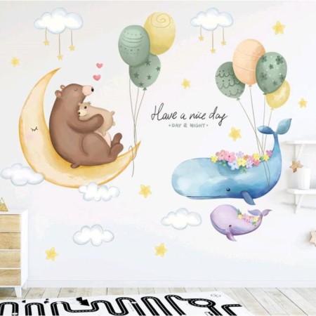 Sticker Plastic Interior color "Beasts and balloons" 30x90 cm set 2 sheets