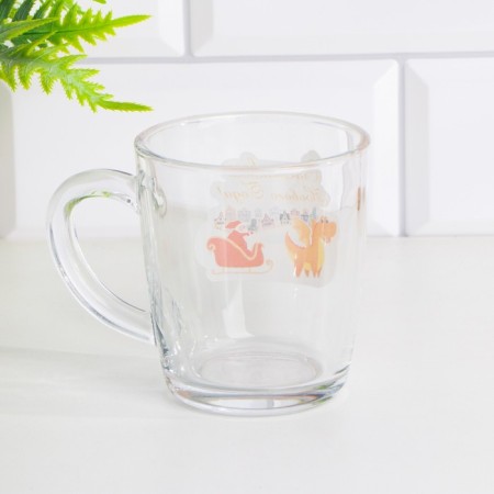 New Year's mug "Happy New Year!" 340ml, hardened glass, neckline, sledding-1
