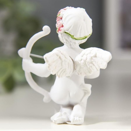 Souvenir Polystone "Cupid" in a wreath of roses, mix, 6.5x6x5 cm-4