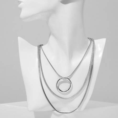 Piece "chain" ring, 3 threads, silver color, 58 cm