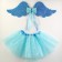 Carnival set "Angel" 2 items: skirt, wings, blue color