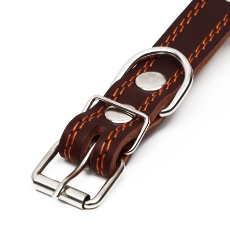The leather collar "strict spike", 56 x 2.5 cm, Osh 35-45 cm, brown-5