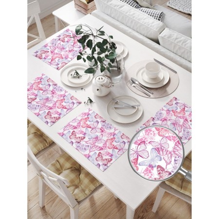 A set of napkins for setting the table "Bright butterflies", rectangular, size 32x46 cm, 4 pcs-1