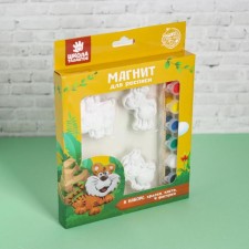 A set of magnets for coloring 4 pcs “Beasts”, paint 6 cv 2 ml, brush