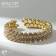 Bracelet with rhinestones 2 rows, white color in gold